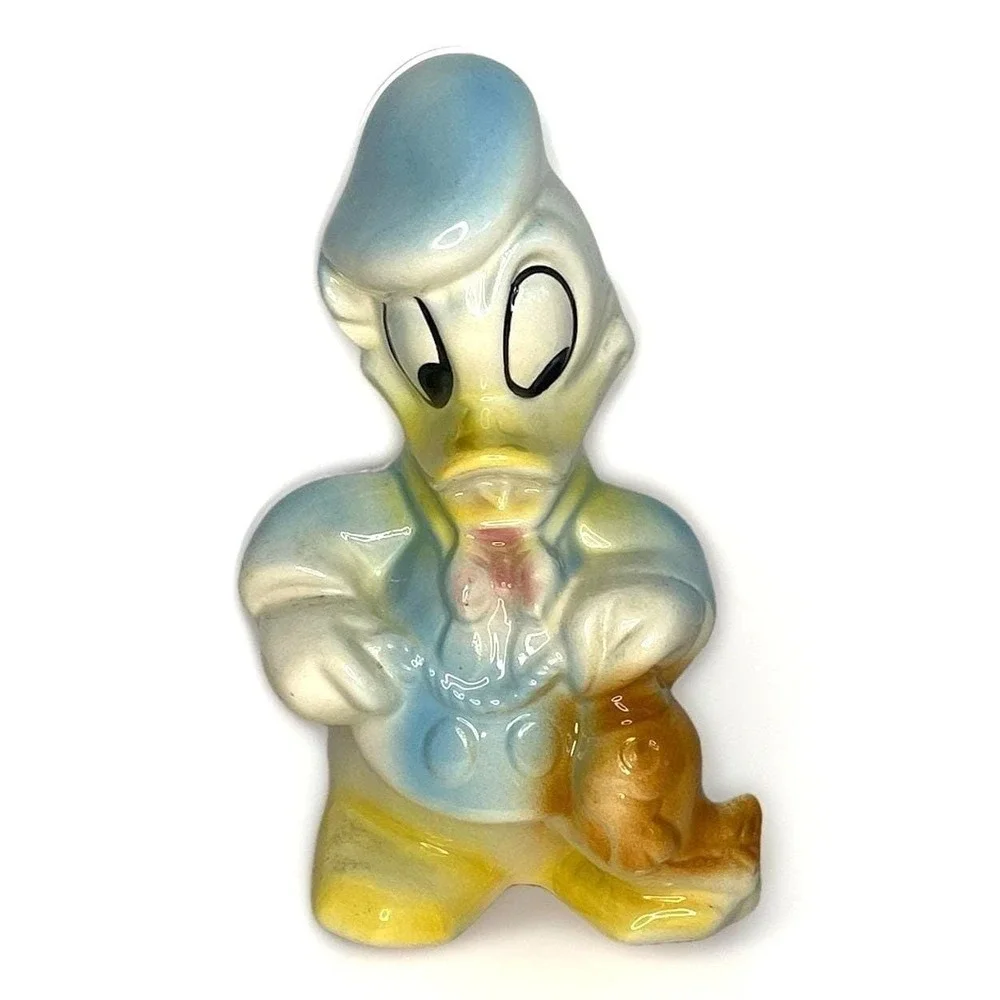 vtg 1940s 1950s Donald Duck ceramic Figurine Leeds China Disney fish